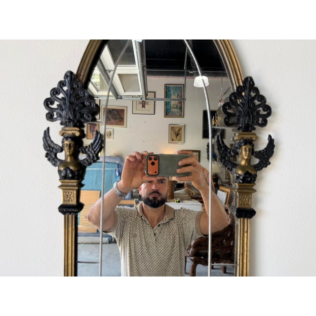 1920s Oscar Bach-Style Brass & Onyx Console With Mirror For Sale - Image 11 of 12