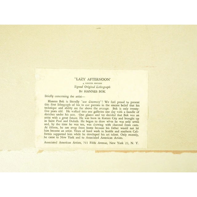 1940s Vintage 1943 Hannes Bok Lazy Afternoon Lithograph For Sale - Image 5 of 6