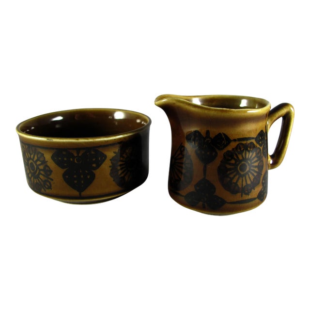 1960s Inger Waage for Stavangerflint Sera Norway Cream & Sugar Bowl For Sale