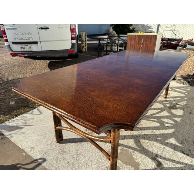Late 20th Century Handcrafted in Thailand Boho Chic Bamboo/Teak Dining Room Table For Sale - Image 11 of 12