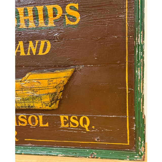 Victorian Clyde Shipbuilders Trade Sign with Annotated Steamship Hull Model For Sale - Image 15 of 17