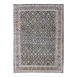 Chocolate Brown Background Antique Persian Tabriz Rug With All-Over Design