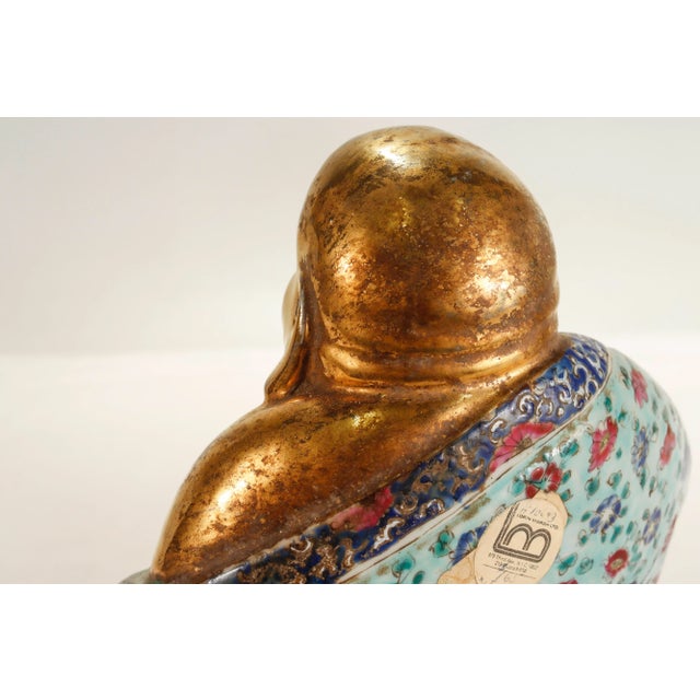 Vintage Gilt Famille Verte Chinese Porcelain Seated Buddha/Luohan Ex-Lorin Marsh For Sale - Image 12 of 14