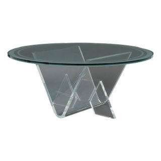 Charles Hollis Jones Style Glass Top Coffee Table For Sale