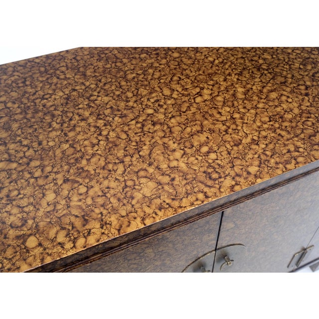 Pair Faux Gold Tortoise Heavy Brass Pulls Two Door Credenzas Dresser Mint! For Sale - Image 4 of 18