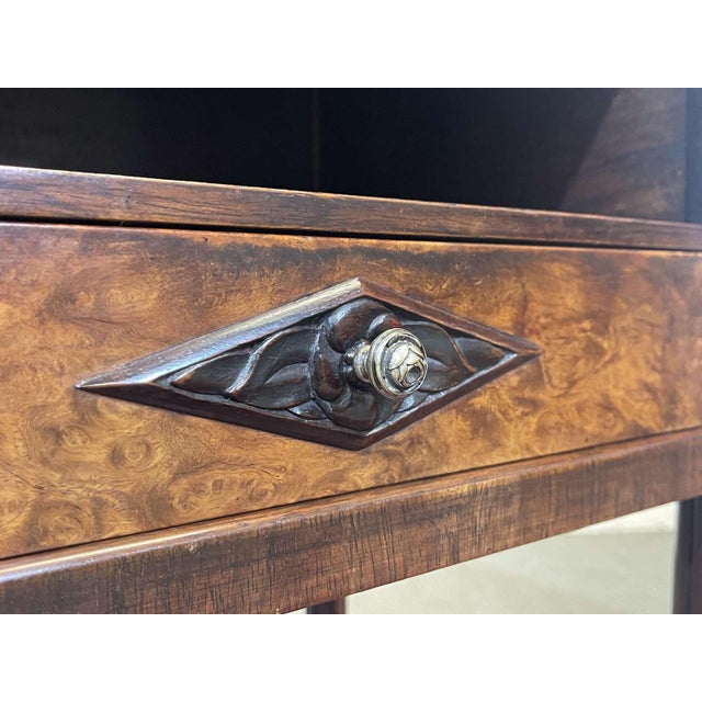 Art Deco Bedside Table in Rosewood and Walnut Burl with Marble Top For Sale - Image 9 of 18