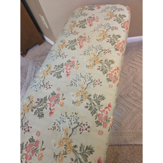 Vintage French Louis XV Style White Painted & Custom Upholstered Window Bench For Sale - Image 9 of 11