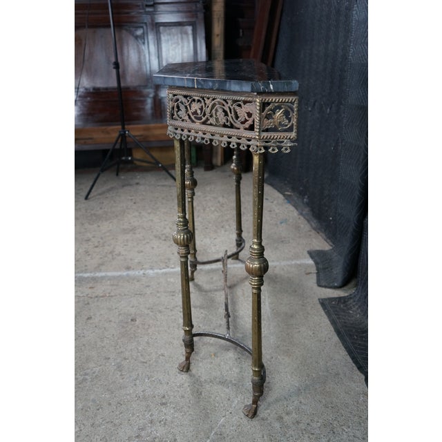 Mid 20th Century Attributed Oscar Bach Neoclassical Bronze Wrought Iron Marble Console Table 43" For Sale - Image 10 of 16