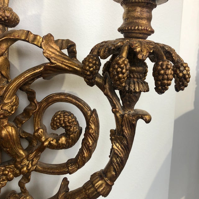 Bronze Pair of Traditional Italian Hand-Carved Light Sconce For Sale - Image 8 of 13