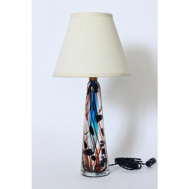 Mid 20th Century Mid 20th Century Fulvio Bianconi Style Murano Blue Art Glass Table Lamp For Sale - Image 5 of 12