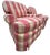 A Pair of Custom Pink Plaid Pleated Skirt Lounge Chairs With Rolled Arms For Sale - Image 10 of 18