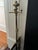 Metal Mid‑Century Brass Pierced Fireplace Fender + Andirons & Tool Set- 6 Pieces For Sale - Image 7 of 12