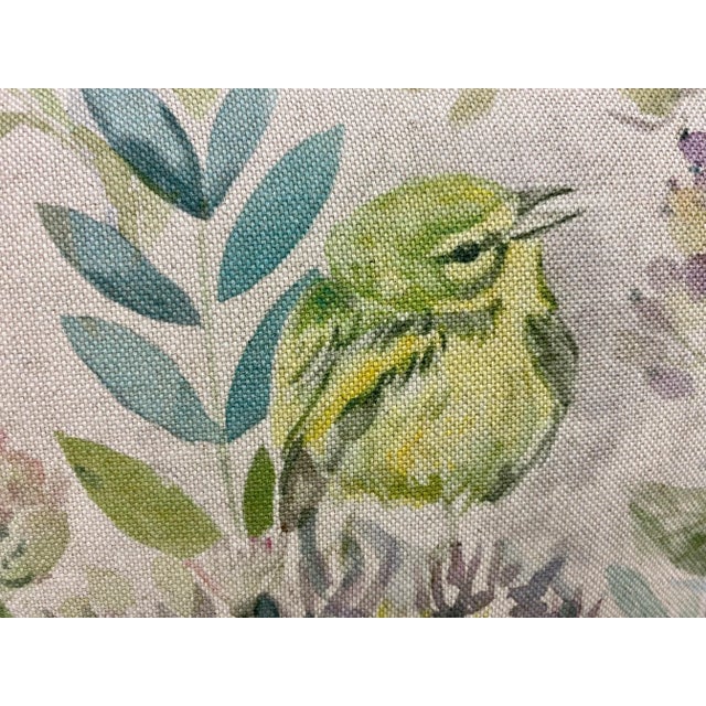 Textile 16" Square Pillow Decorated With Colorful Allium, Clover Flowers & Birds - Made in Uk. For Sale - Image 7 of 10