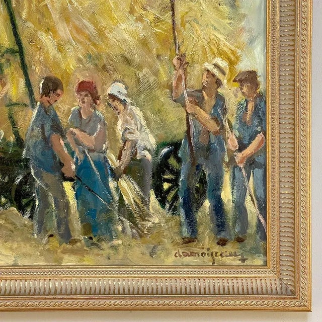 Wood Vintage Framed Oil Painting on Panel by Dieudonne Damoiseaux (1918-2000) For Sale - Image 7 of 13