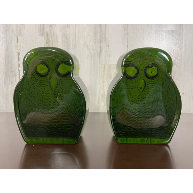 1970s Blenko Glass Owl Bookends- Set of 2 For Sale - Image 9 of 12
