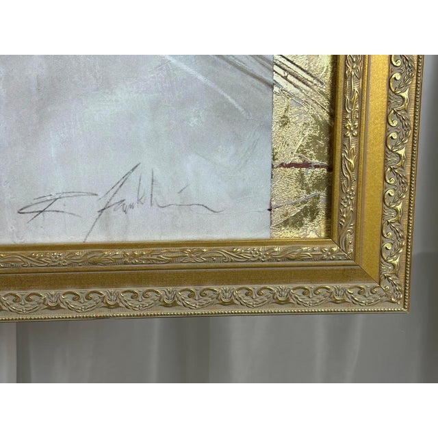 Wood Vintage Large Richard Franklin "Song of Athena" Framed Fine Art Canvas Print, Gilded Hand-Applied Gold Leaf, Neoclassical Statement Wall Decor For Sale - Image 7 of 8