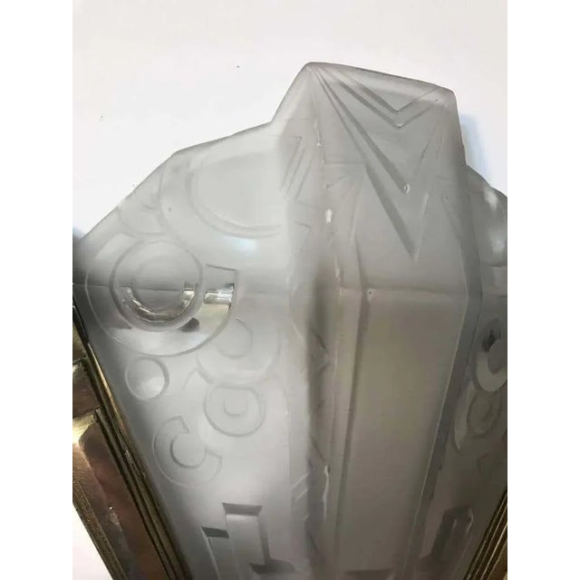 1920s Pair of French Art Deco Geometric Sconces Signed by Muller Frères For Sale - Image 5 of 8