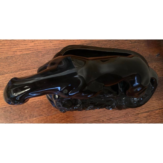Ceramic 1950s Vintage Black Glazed Ceramic Panther For Sale - Image 7 of 8