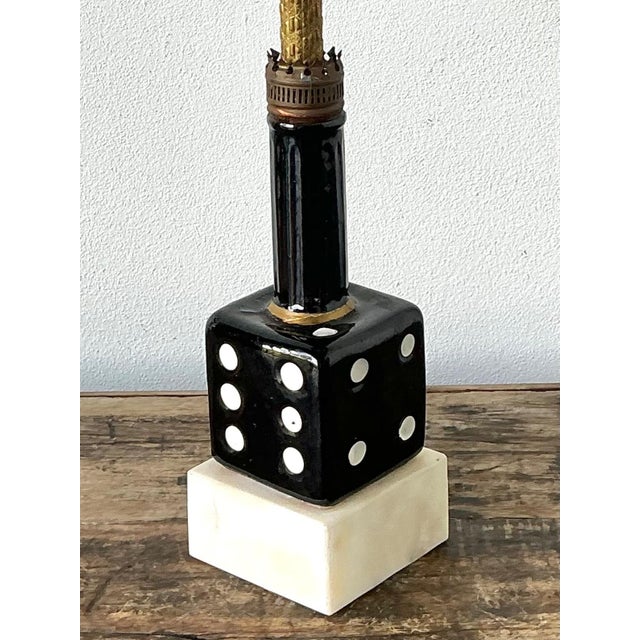 Vintage Ceramic Dice Table Lamp For Sale - Image 14 of 15