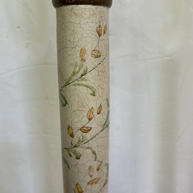 Pair of 1980s Hand Painted Wooden Column Lamps For Sale In Philadelphia - Image 6 of 8