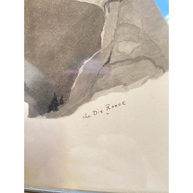 Art Deco The Dix Range by j.f. 1936 Ink and Water Color on Paper For Sale - Image 3 of 4