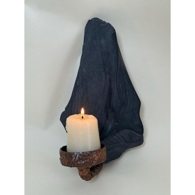 Mid-Century Modern Slate and Copper Wall Candleholder, 1960s For Sale - Image 10 of 13