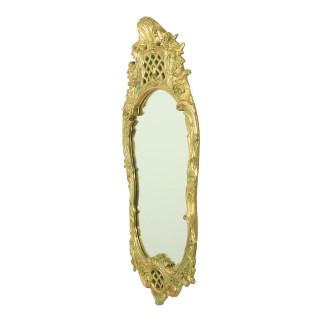 Large Swedish Rococo Style Gold Leaf-Gilded Mirror For Sale - Image 5 of 18