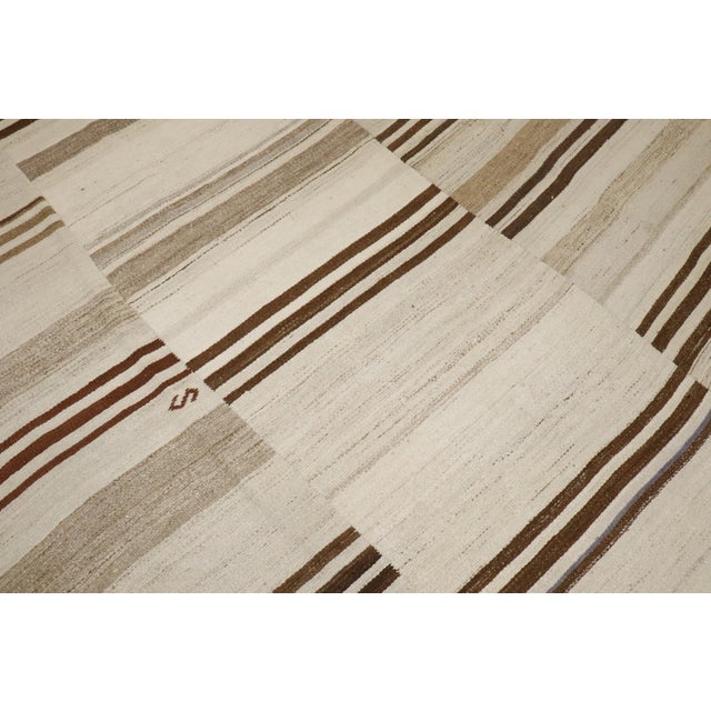 Vintage White Brown Turkish Kilim - 9'3" x 11'3" For Sale - Image 4 of 10
