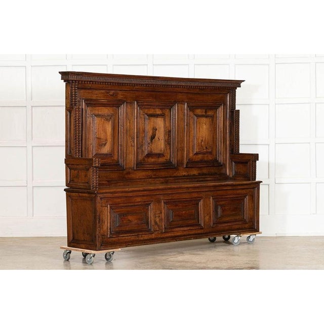 Large 19th Century Italian Carved Walnut Settle, 1800 For Sale - Image 3 of 15