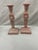 Nicely detailed pair of Lions head accented candleholders. These are unglazed,lovely soft terra cotta