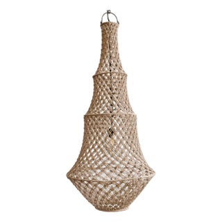 Taupe Macrame Tara Boho Coastal Pendant Light Small For Sale
