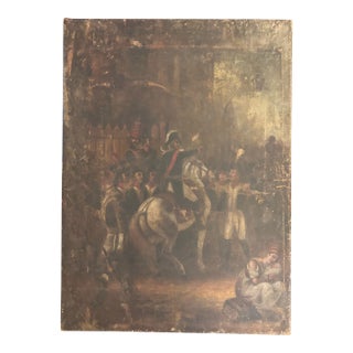 Antique Napoleonic Military Scene Oil Painting – 19th Century [Gy] For Sale