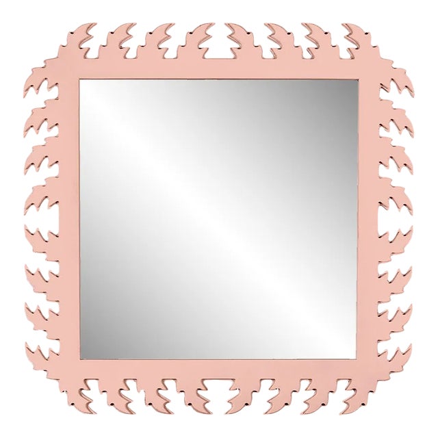Fleur Home Audubon Square Mirror in Salmon Berry, 24x24 For Sale