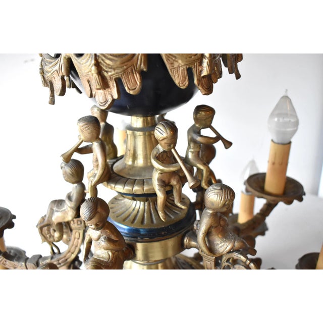 Antique French Empire Napoleon III Bronze Ormolu Chandelier For Sale - Image 4 of 13