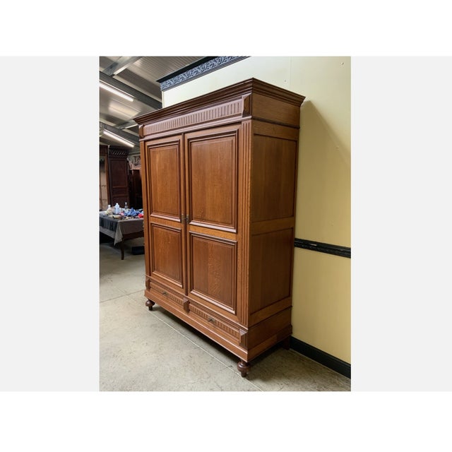 Antique Art Nouveau Wardrobe in Oak, 1900 For Sale - Image 10 of 11