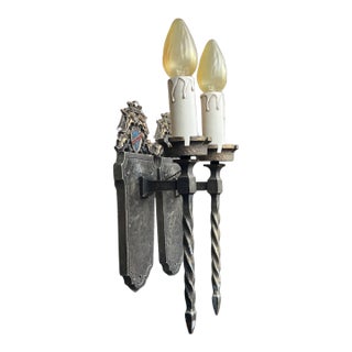 Pair of 1920s Two Spanish Revival or Tudor Revival Wall Sconces #2510 For Sale