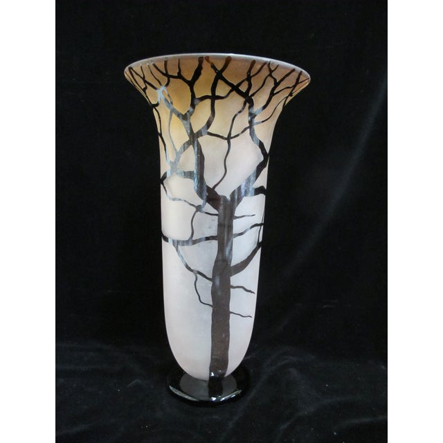 Gold Bernard Katz Gold Topaz Hand Blown Art Glass Tree & Root 16 1/2" Tall Vase For Sale - Image 8 of 11