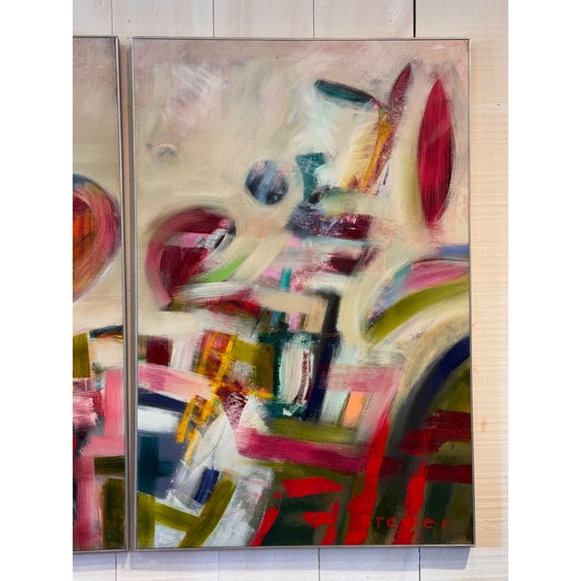 Abstract Wet Summer, Abstract Diptych by James Brewer For Sale - Image 3 of 5