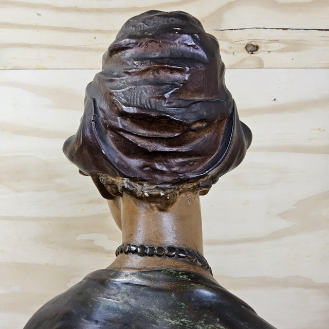 Antique Art Nouveau Plaster Lady Bust For Sale - Image 10 of 17