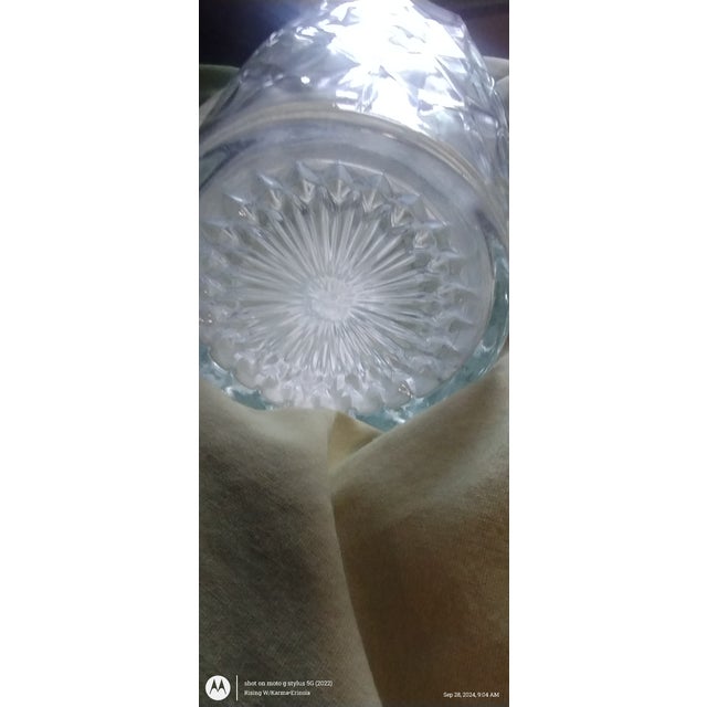 1950s Vintage Hand Cut Glass Decanter With Stopper For Sale - Image 5 of 11