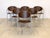 Set of 6 90s Calligaris chairs, gray painted steel structure and leather seat. This piece has an attribution mark, I am...