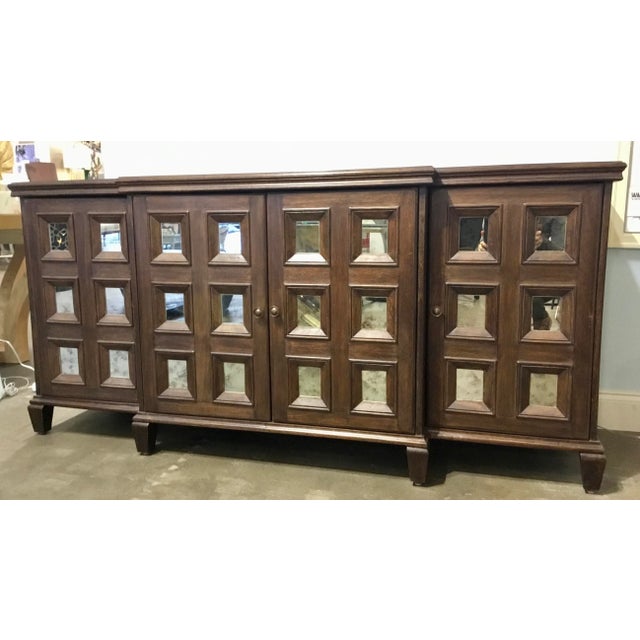 Currey & Co. Modern Mirror and Walnut Finished Four Drawer Console Table For Sale In Atlanta - Image 6 of 8