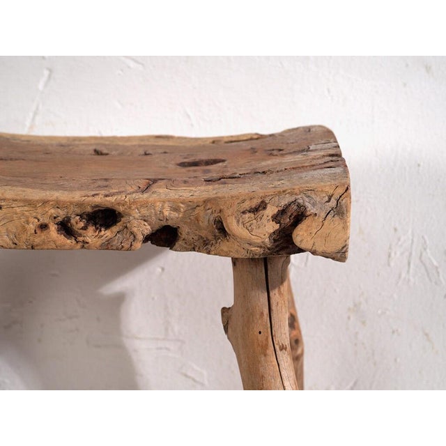 Brown Antique Stool in Elm, 1900s For Sale - Image 8 of 10