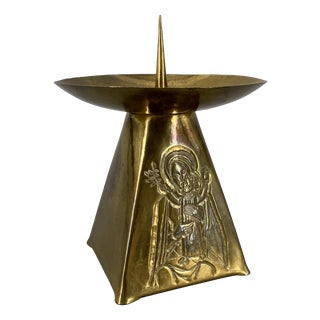 Brutalist Candle Holder with Madonna and Child Motif, 1960s For Sale