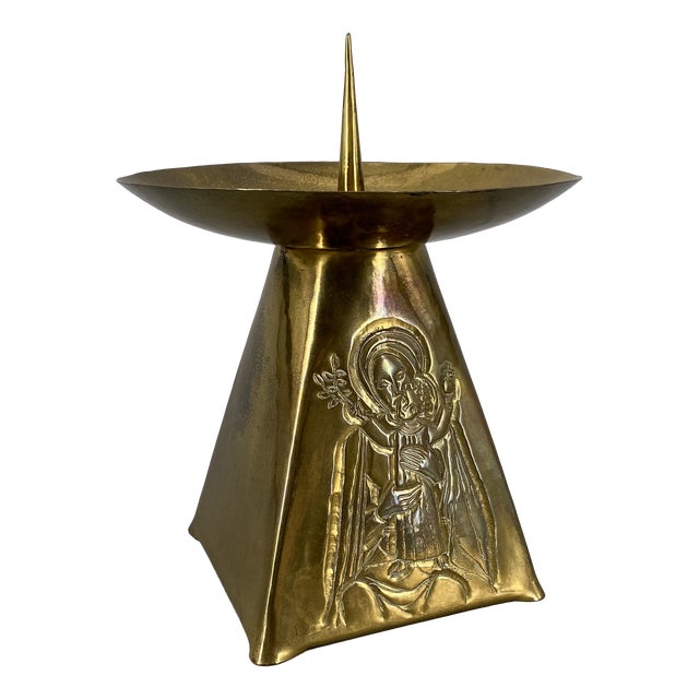 Brutalist Candle Holder with Madonna and Child Motif, 1960s For Sale