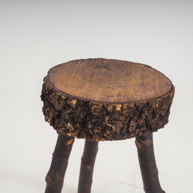 Rustic Hand-Crafted Wooden Stool, 1960s For Sale - Image 13 of 14