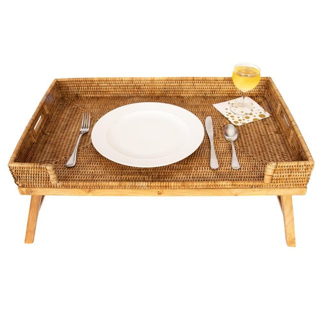 2020s Artifacts Rattan Breakfast Tray/Table in Honey Brown For Sale - Image 5 of 6