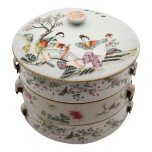Chinese Famille Rose Porcelain Stacking Box, Late Qing Period