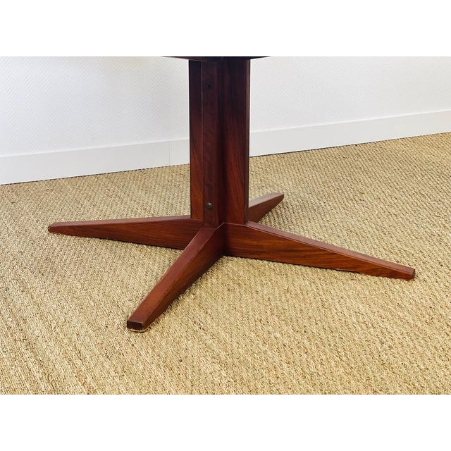 Wood Scandinavian Walnut Round Extendable Dining Table, 1960s For Sale - Image 7 of 13