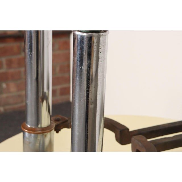 Pair of Art Deco Chrome and Copper Column Form Andirons For Sale - Image 14 of 18